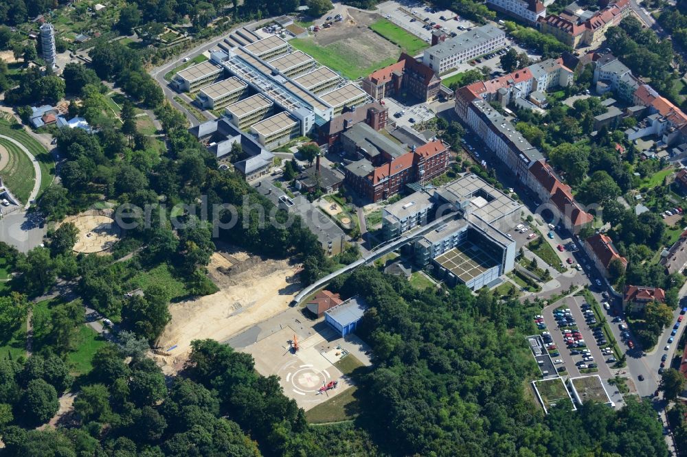 Brandenburg from the bird's eye view: View of the construction site from the clinic / hospital Brandenburg