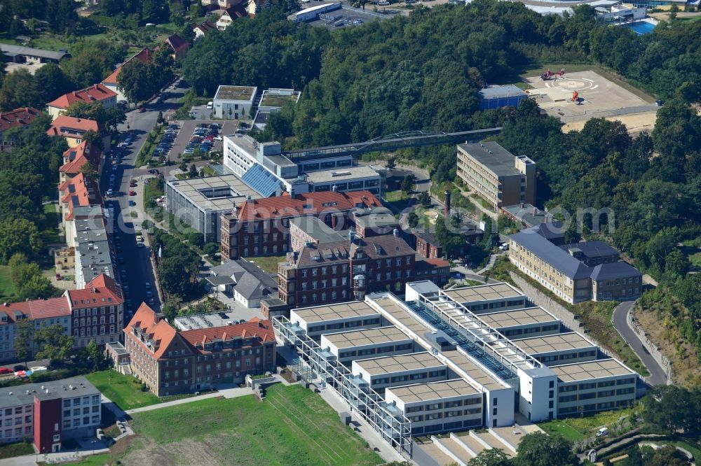 Brandenburg from the bird's eye view: View of the construction site from the clinic / hospital Brandenburg