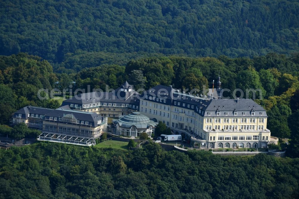 Aerial image Königswinter - Complex of the hotel building Steigenberger Grandhotel & Spa Petersberg in Koenigswinter in the state North Rhine-Westphalia, Germany