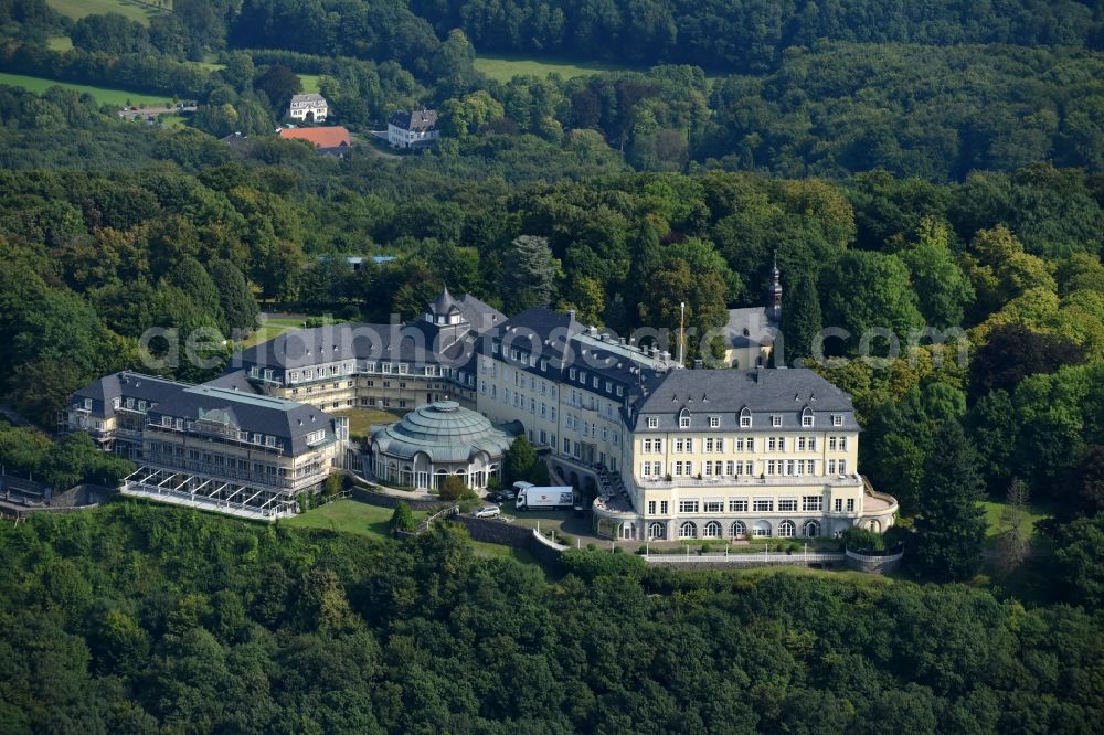 Königswinter from above - Complex of the hotel building Steigenberger Grandhotel & Spa Petersberg in Koenigswinter in the state North Rhine-Westphalia, Germany