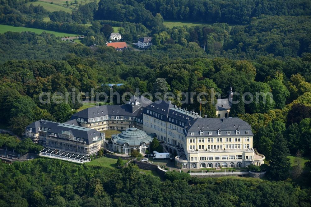 Königswinter from the bird's eye view: Complex of the hotel building Steigenberger Grandhotel & Spa Petersberg in Koenigswinter in the state North Rhine-Westphalia, Germany