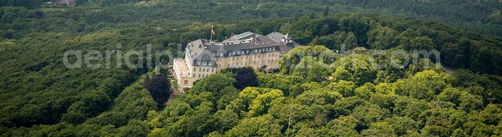 Königswinter from above - Complex of the hotel building Steigenberger Grandhotel & Spa Petersberg in Koenigswinter in the state North Rhine-Westphalia, Germany