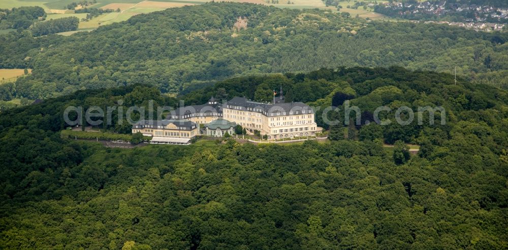 Königswinter from the bird's eye view: Complex of the hotel building Steigenberger Grandhotel & Spa Petersberg in Koenigswinter in the state North Rhine-Westphalia, Germany