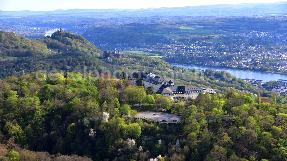 Aerial image Königswinter - Complex of the hotel building Steigenberger Grandhotel & Spa Petersberg in Koenigswinter in the state North Rhine-Westphalia, Germany