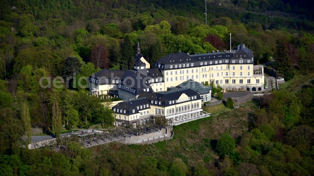 Aerial image Königswinter - Complex of the hotel building Steigenberger Grandhotel & Spa Petersberg in Koenigswinter in the state North Rhine-Westphalia, Germany