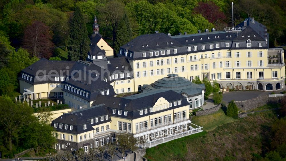 Aerial photograph Königswinter - Complex of the hotel building Steigenberger Grandhotel & Spa Petersberg in Koenigswinter in the state North Rhine-Westphalia, Germany