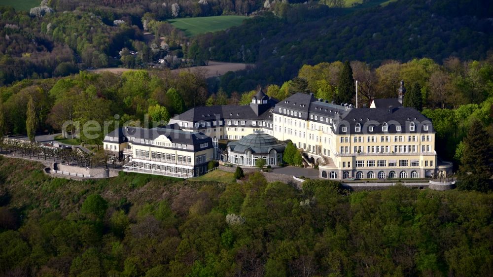 Aerial image Königswinter - Complex of the hotel building Steigenberger Grandhotel & Spa Petersberg in Koenigswinter in the state North Rhine-Westphalia, Germany