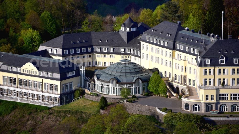 Aerial photograph Königswinter - Complex of the hotel building Steigenberger Grandhotel & Spa Petersberg in Koenigswinter in the state North Rhine-Westphalia, Germany