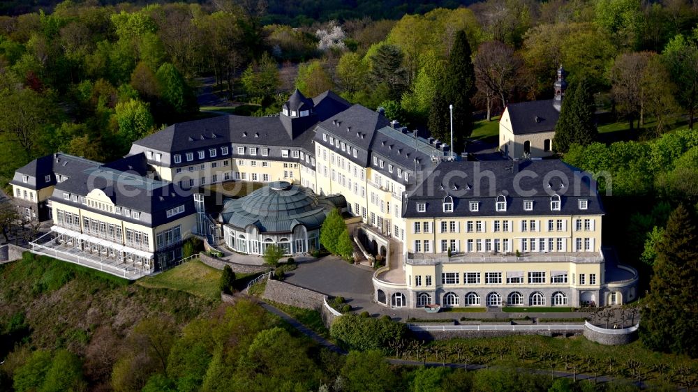 Aerial image Königswinter - Complex of the hotel building Steigenberger Grandhotel & Spa Petersberg in Koenigswinter in the state North Rhine-Westphalia, Germany