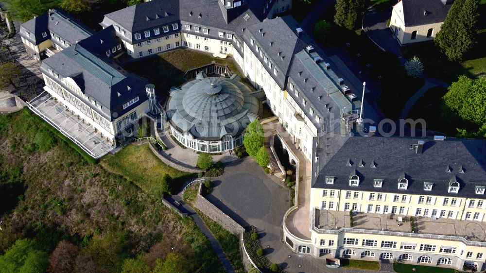 Aerial image Königswinter - Complex of the hotel building Steigenberger Grandhotel & Spa Petersberg in Koenigswinter in the state North Rhine-Westphalia, Germany