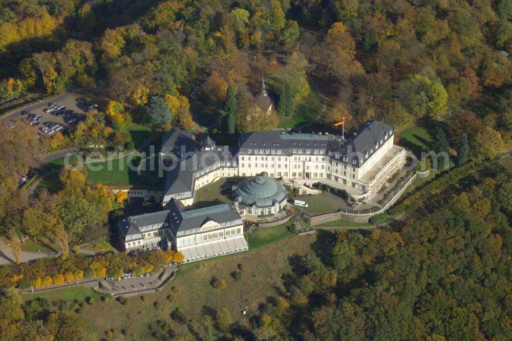 Aerial image Königswinter - Complex of the hotel building Steigenberger Grandhotel & Spa Petersberg in Koenigswinter in the state North Rhine-Westphalia, Germany