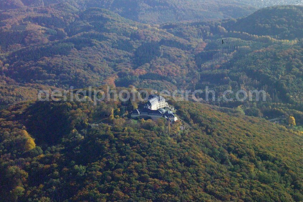 Königswinter from above - Complex of the hotel building Steigenberger Grandhotel & Spa Petersberg in Koenigswinter in the state North Rhine-Westphalia, Germany