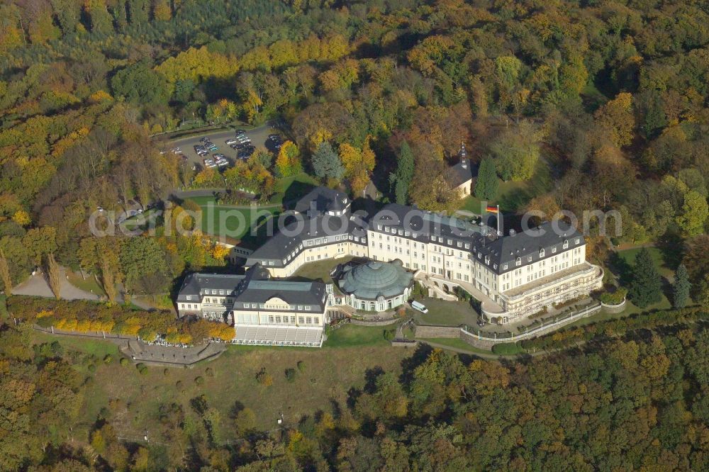 Aerial image Königswinter - Complex of the hotel building Steigenberger Grandhotel & Spa Petersberg in Koenigswinter in the state North Rhine-Westphalia, Germany