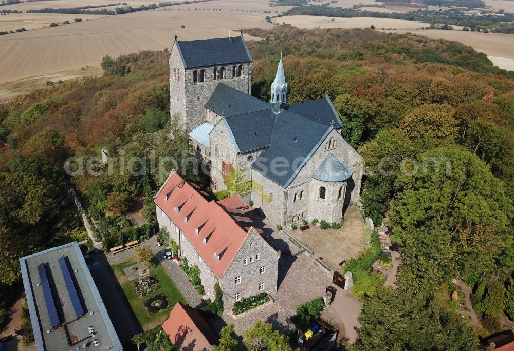 Aerial image Petersberg - Complex of buildings of the monastery Stiftskirche in Petersberg in the state Saxony-Anhalt