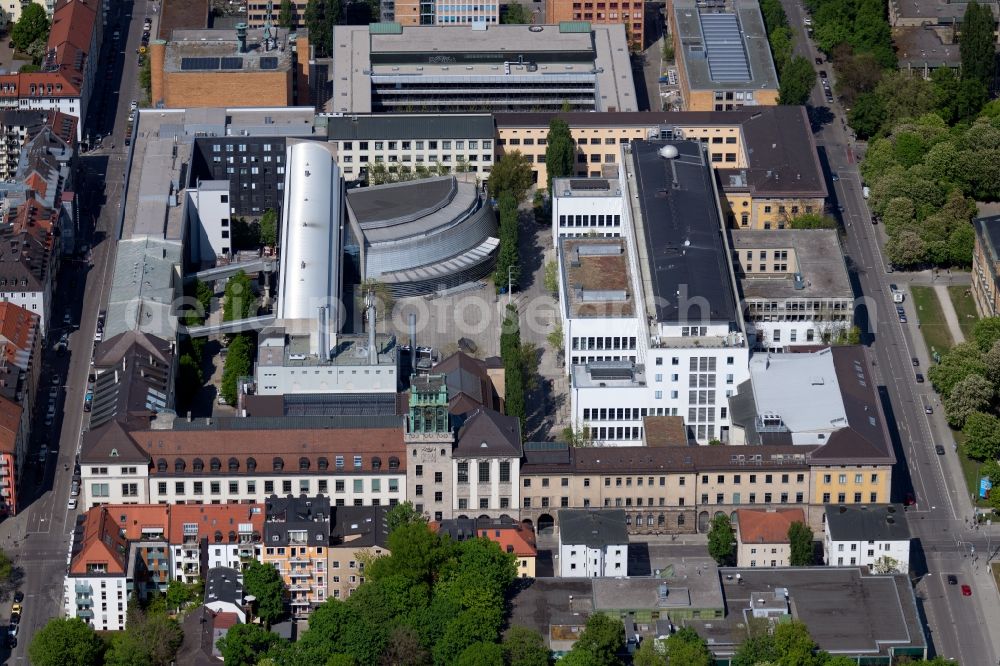 Aerial photograph München - University main area of the technical university in the district Maxvorstadt in Munich in the state Bavaria, Germany