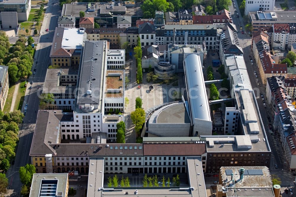 Aerial photograph München - University main area of the technical university in the district Maxvorstadt in Munich in the state Bavaria, Germany