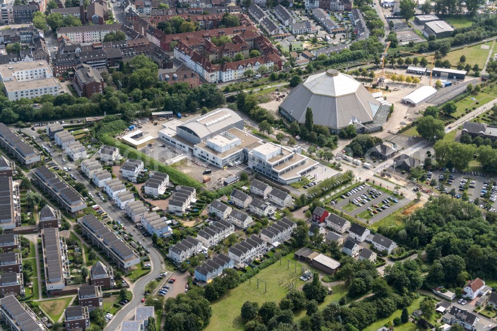 Oberhausen from above - Building complex of the education and training center Berufsfoerderungswerk der Bauindustrie NRW gGmbH on Vestische Strasse in Oberhausen at Ruhrgebiet in the state North Rhine-Westphalia, Germany