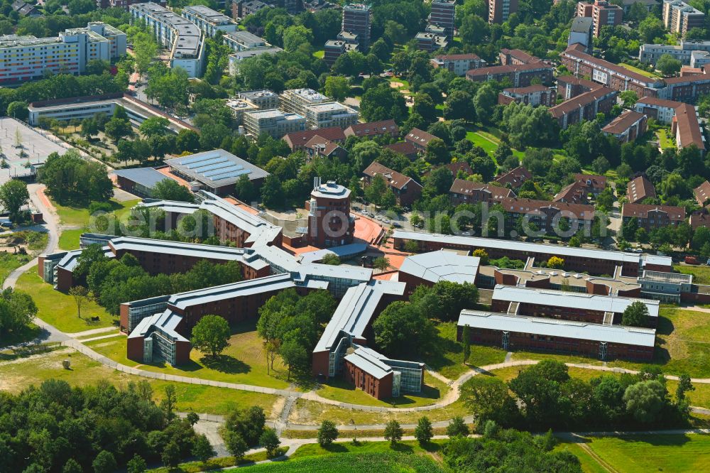 Aerial photograph Münster - Building complex of the further education and training center Education and Science Center of the Federal Finance Administration on Gescherweg Street in the district on street Gescherweg of Gievenbeck in Muenster in the federal state of North Rhine-Westphalia, Germany