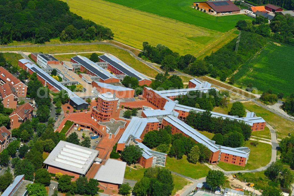 Münster from the bird's eye view: Building complex of the further education and training center Education and Science Center of the Federal Finance Administration on Gescherweg Street in the district on street Gescherweg of Gievenbeck in Muenster in the federal state of North Rhine-Westphalia, Germany