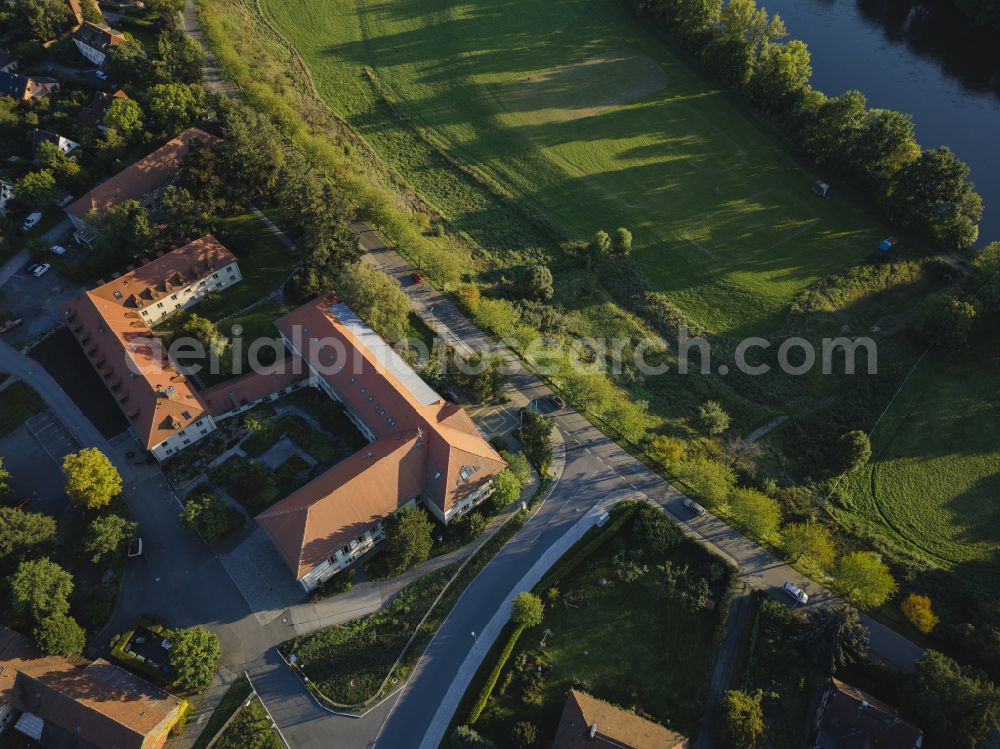 Dresden from above - Building complex of the education and training center Fachschule fuer Gartenbau - LfULG on street Soebrigener Strasse in the district Pillnitz in Dresden in the state Saxony, Germany