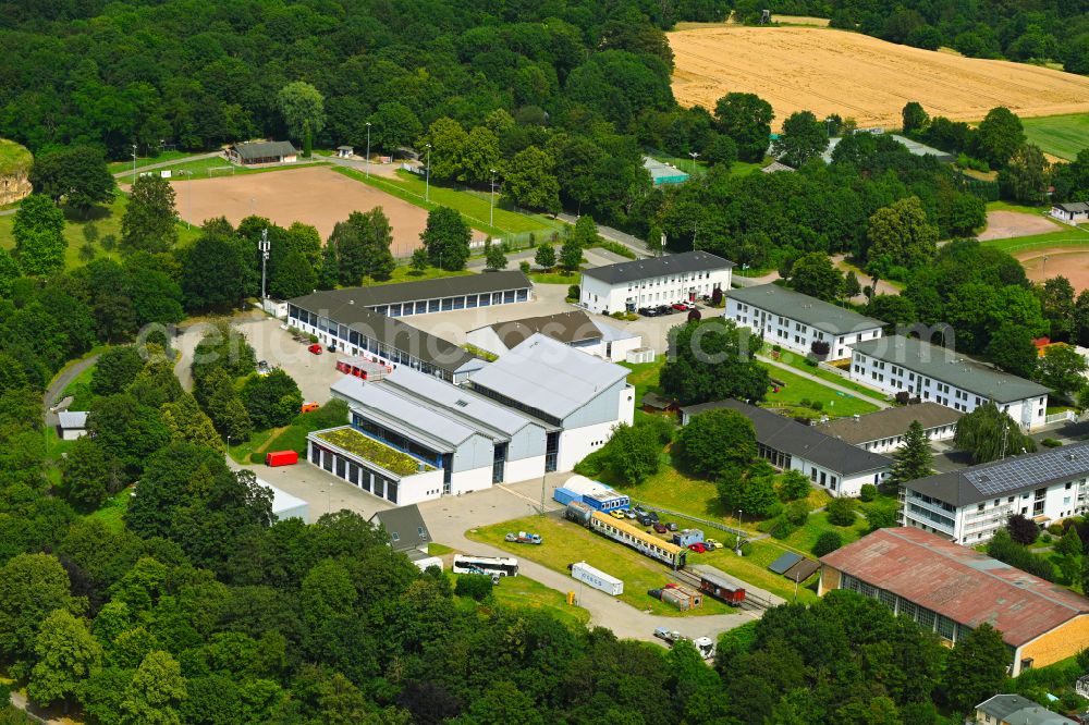 Aerial image Koblenz - Building complex of the education and training center Feuerwehr- and Katastrophenschutzakademie on street Lindenallee in the district Asterstein in Koblenz in the state Rhineland-Palatinate, Germany