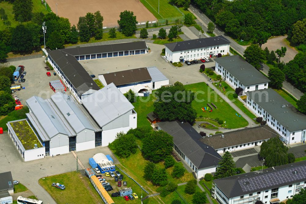 Koblenz from above - Building complex of the education and training center Feuerwehr- and Katastrophenschutzakademie on street Lindenallee in the district Asterstein in Koblenz in the state Rhineland-Palatinate, Germany