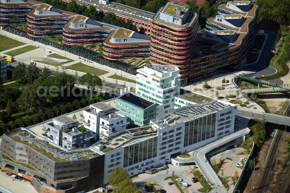 Hamburg from the bird's eye view: Complex forests house on the island park in Hamburg - Wilhelmsburg