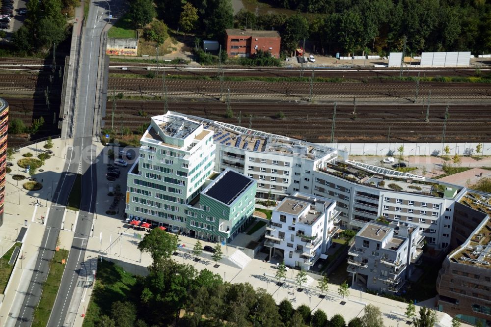 Hamburg from the bird's eye view: Complex forests house on the island park in Hamburg - Wilhelmsburg