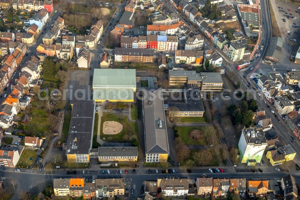 Hamm from above - Building complex of the Vocational School Friedrich-List-Berufskolleg and Eduard-Spranger-Berufskolleg on Vorheider Weg in Hamm in the state North Rhine-Westphalia