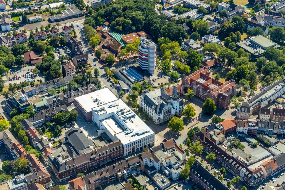 Gladbeck from the bird's eye view: Complex of the shopping center of Implementum GmbH on Friedrich-Ebert-Strasse in Gladbeck in the state North Rhine-Westphalia, Germany