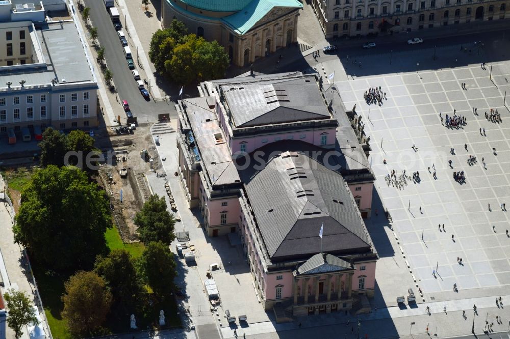 Aerial photograph Berlin - Building of the Staatsoper Unter den Linden in Berlin at Bebelplatz by architect HG Merz. It is the oldest opera house and theater building in Berlin