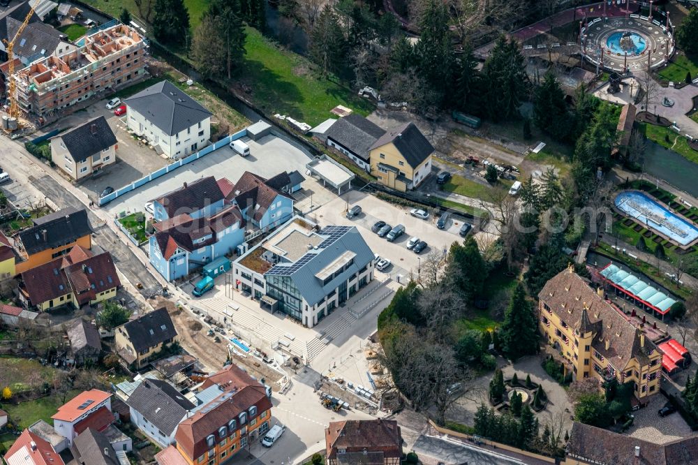 Rust from the bird's eye view: Town Hall building of the city administration in Rust in the state Baden-Wurttemberg, Germany