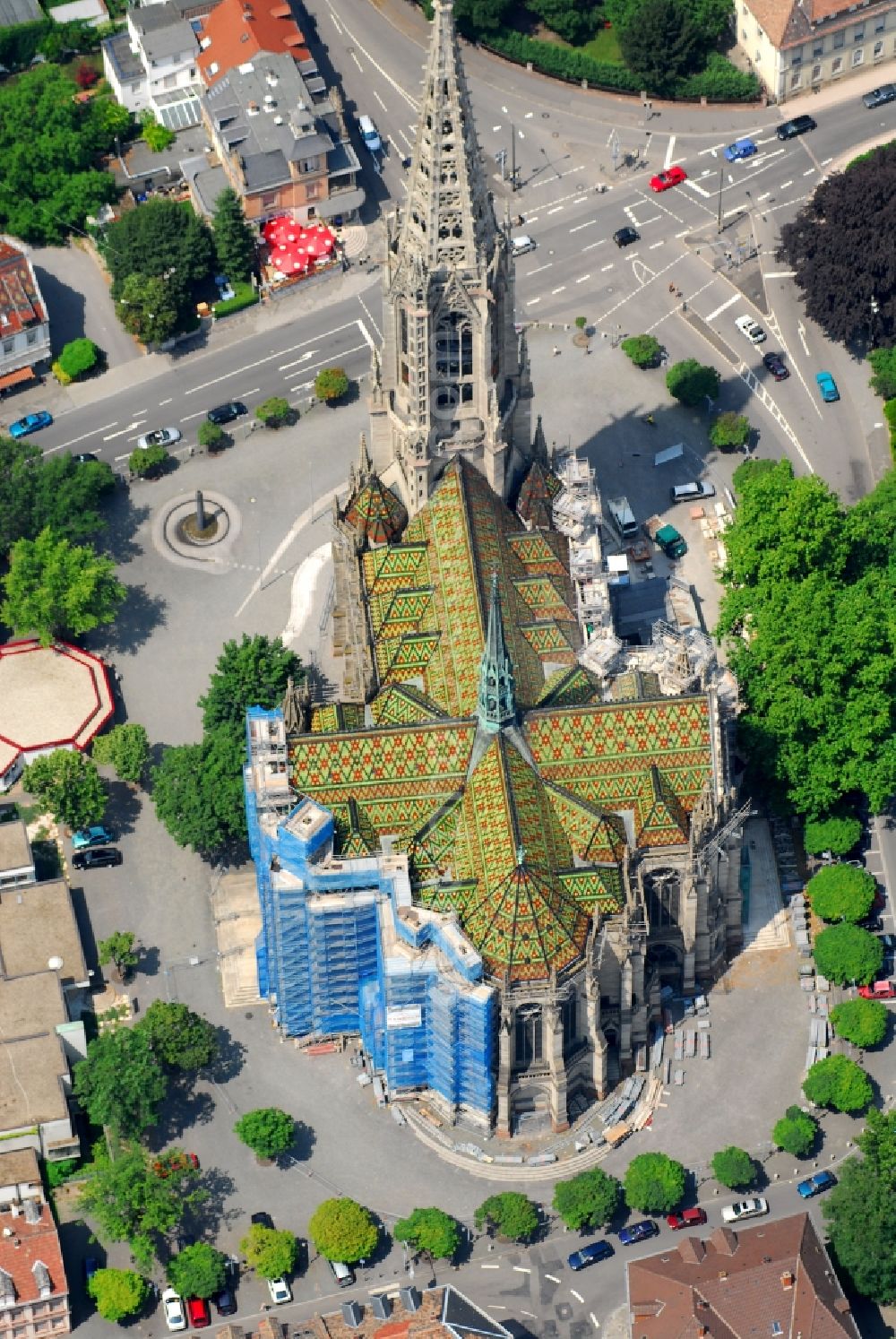 Aerial photograph Speyer - View of the Memorial Church of the Protestation in Speyer in the state Rhineland-Palatinate