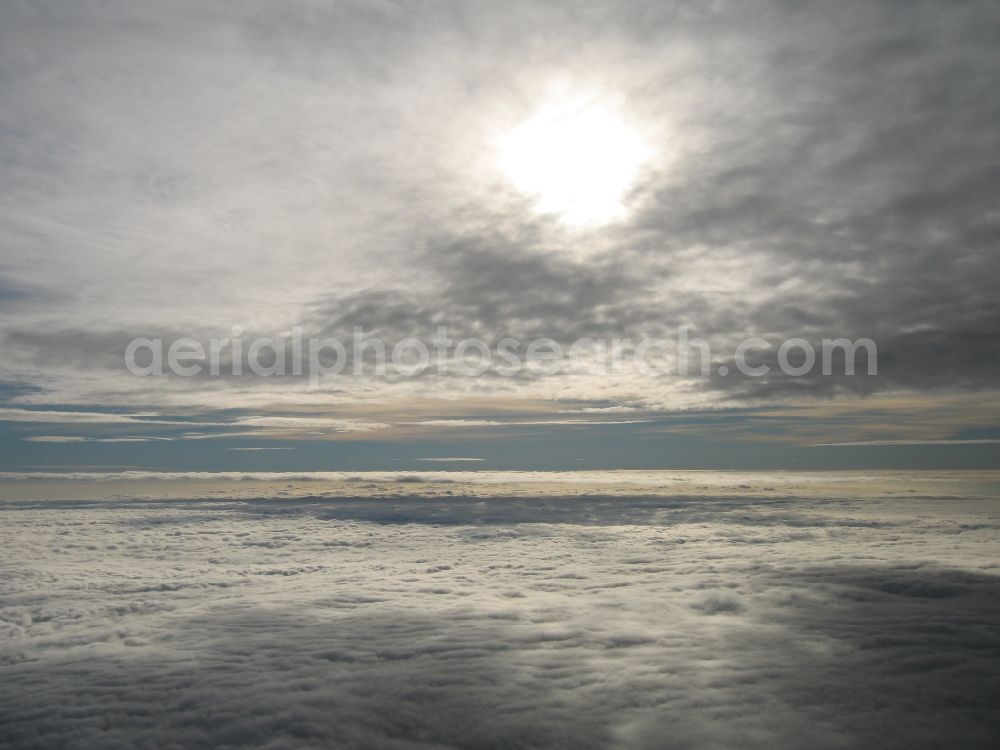 Eschach from above - Multi layer cloud formation with sunlight in Eschach Baden-Wuerttemberg