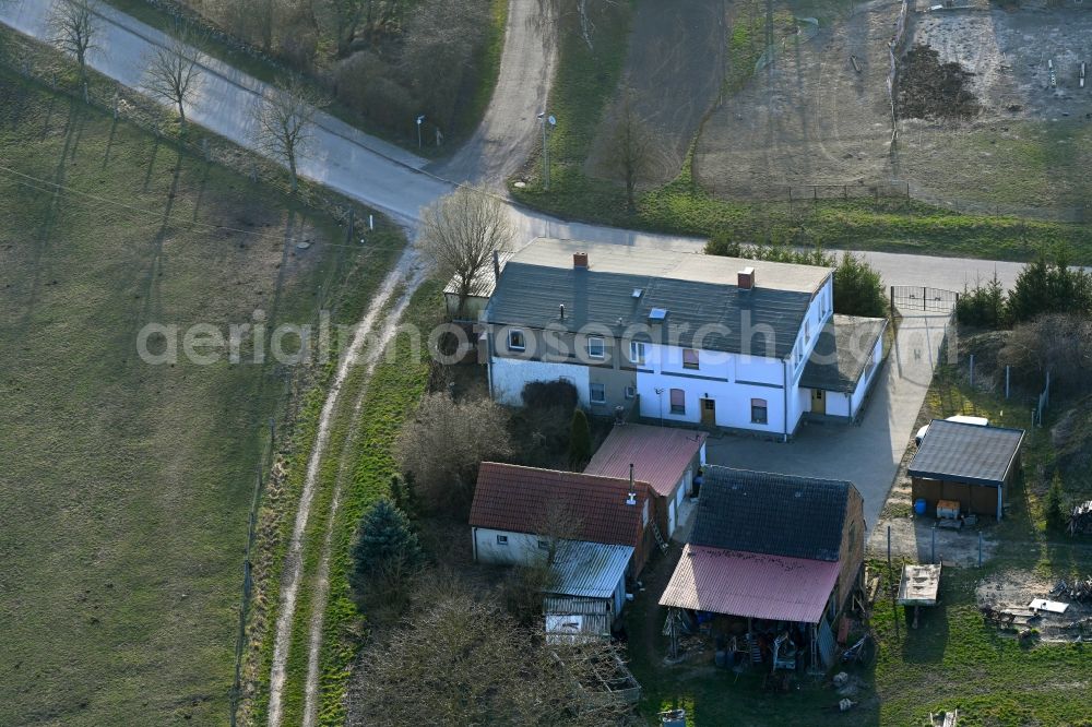 Groß Daberkow from above - Homestead and farm outbuildings on the edge of agricultural fields Alte Landstrasse in Gross Daberkow in the state Mecklenburg - Western Pomerania, Germany