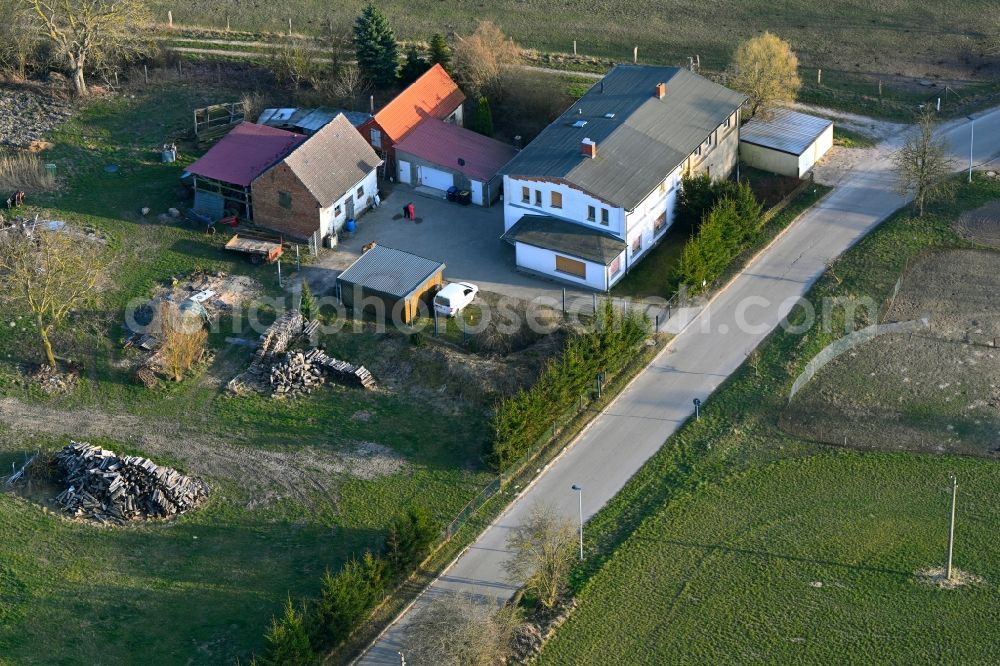 Groß Daberkow from the bird's eye view: Homestead and farm outbuildings on the edge of agricultural fields Alte Landstrasse in Gross Daberkow in the state Mecklenburg - Western Pomerania, Germany