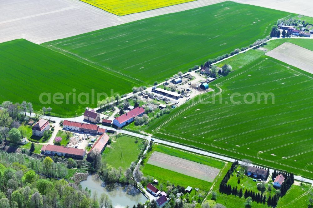 Aerial photograph Dittmannsdorf - Homestead and farm outbuildings on the edge of agricultural fields on Nieskyer Strasse in Dittmannsdorf in the state Saxony, Germany