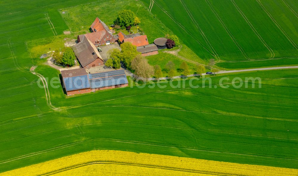 Aerial photograph Drensteinfurt - Homestead and farm outbuildings on the edge of agricultural fields in Drensteinfurt in the state North Rhine-Westphalia, Germany