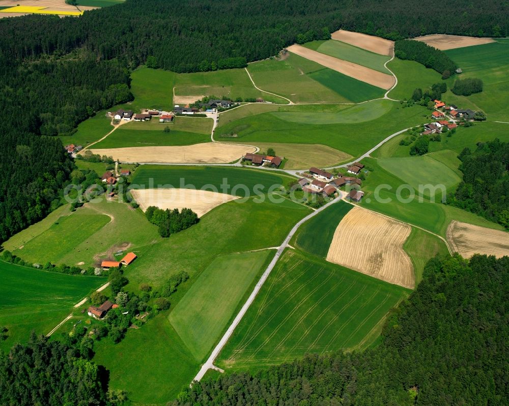 Aerial image Haibach - Homestead and farm outbuildings on the edge of agricultural fields in Haibach in the state Bavaria, Germany