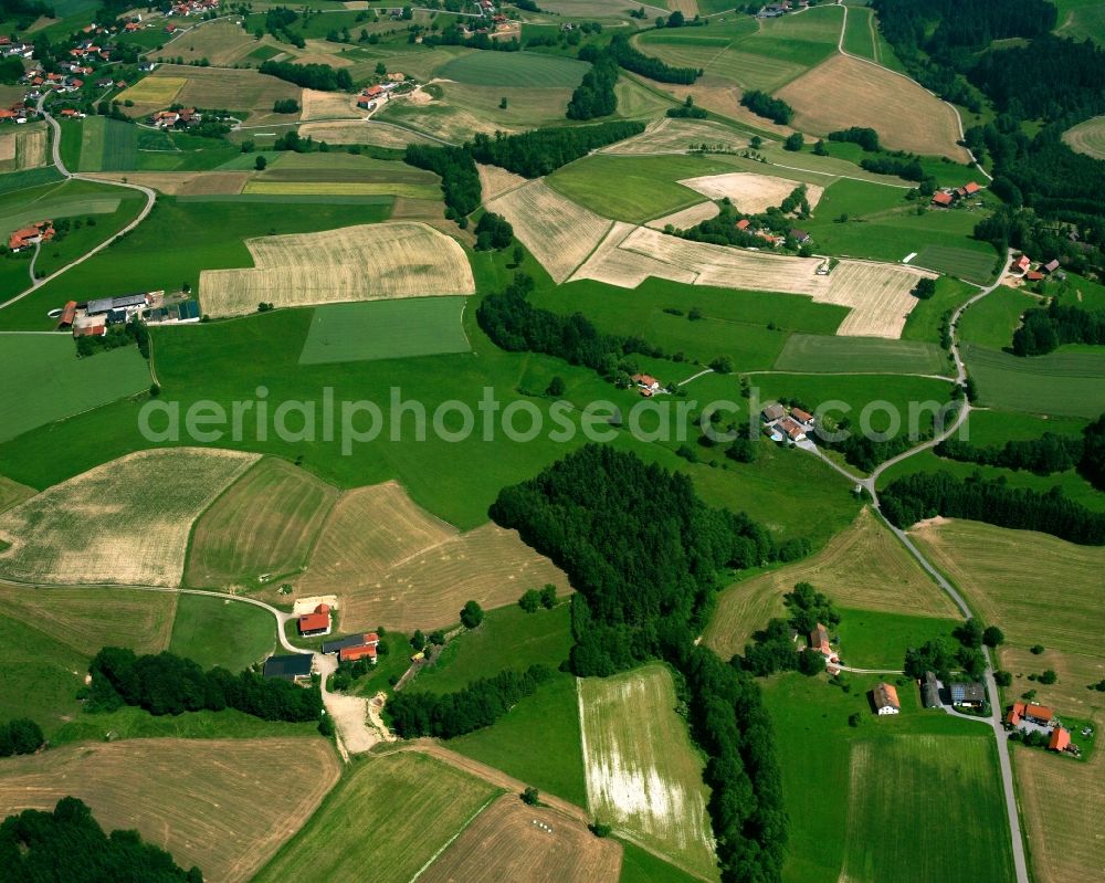 Aerial image Nesselbach - Homestead and farm outbuildings on the edge of agricultural fields in Nesselbach in the state Bavaria, Germany