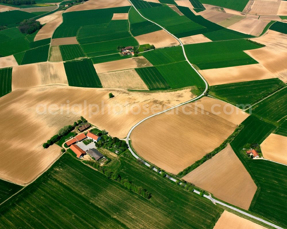 Aerial photograph Neufang - Homestead and farm outbuildings on the edge of agricultural fields in Neufang in the state Bavaria, Germany