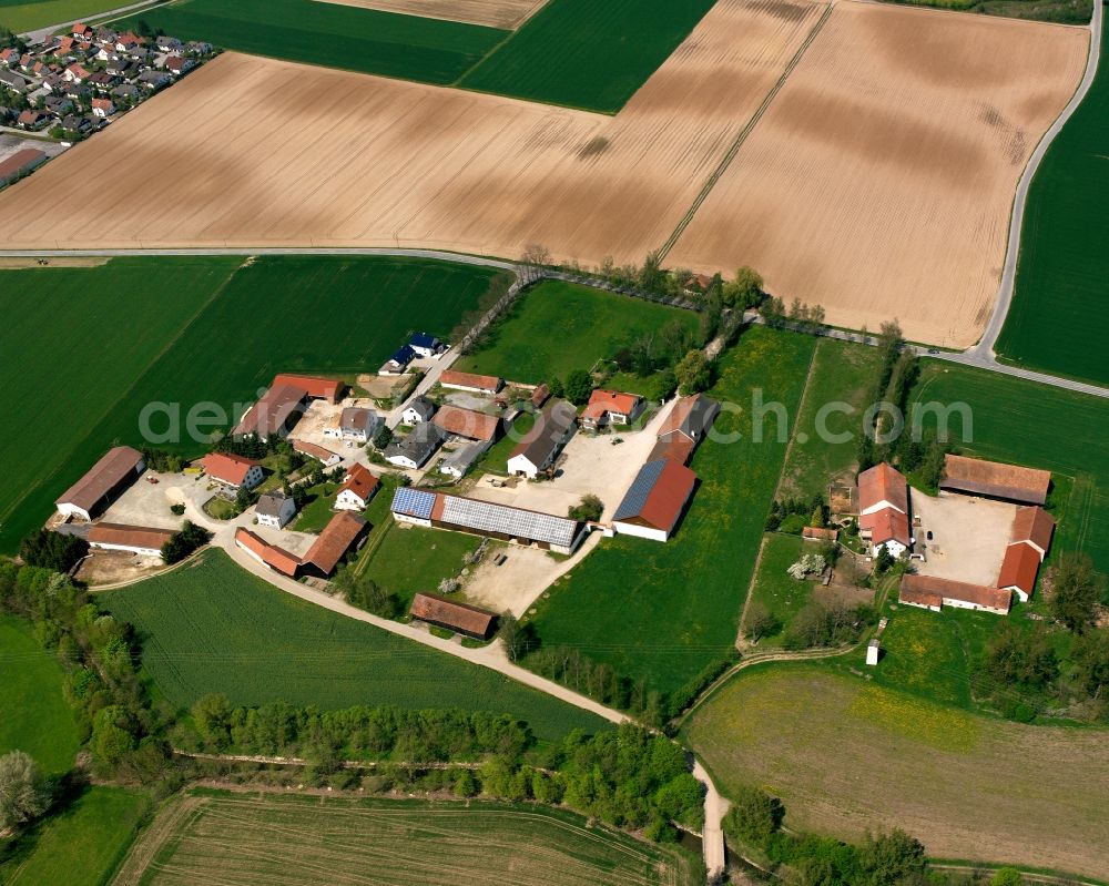 Aerial photograph Piering - Homestead and farm outbuildings on the edge of agricultural fields in Piering in the state Bavaria, Germany