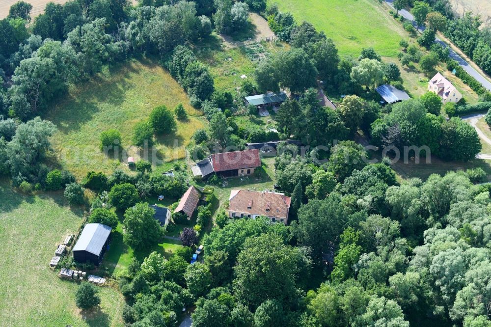 Ackermannshof from the bird's eye view: Homestead of a farm in Ackermannshof in the state Brandenburg, Germany