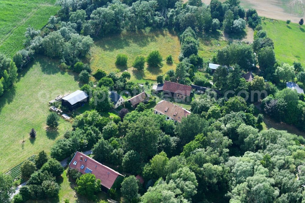 Ackermannshof from above - Homestead of a farm in Ackermannshof in the state Brandenburg, Germany