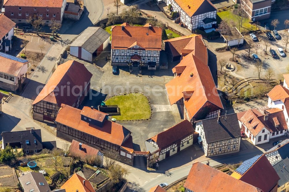 Adorf from above - Homestead of a farm in Adorf in the state Hesse, Germany