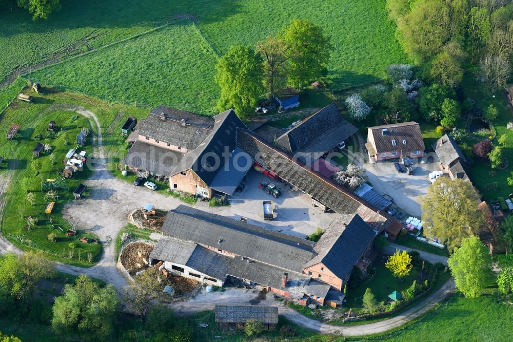 Aerial image Schnega - Homestead of a farm Biolandhof Cordts in Schnega in the state Lower Saxony, Germany