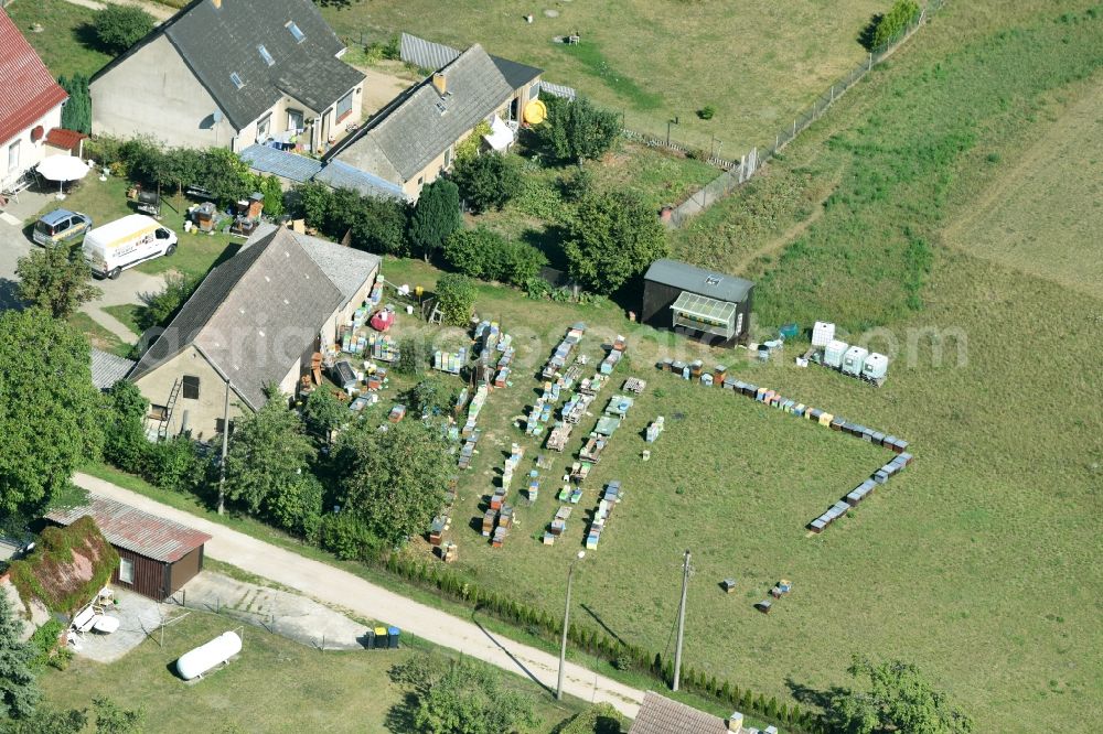 Parmen from the bird's eye view: Homestead of a farm in Parmen in the state Brandenburg