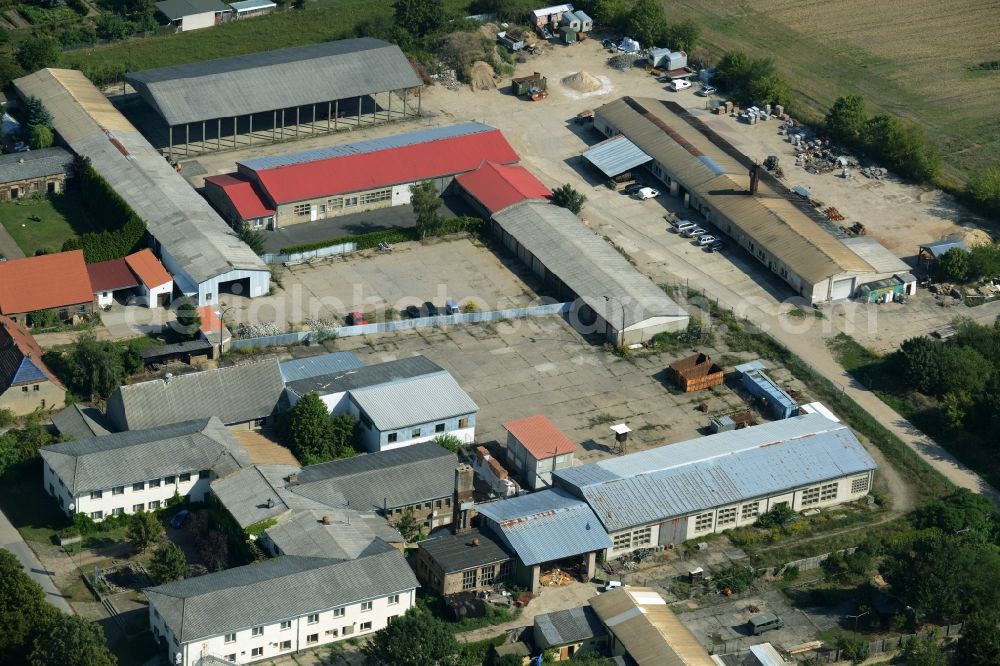 Rehfelde from above - Farm and agricultural estate on Lagerstrasse in the South of Rehfelde in the state of Brandenburg. The compound includes outbuildings, stables and residential buildings