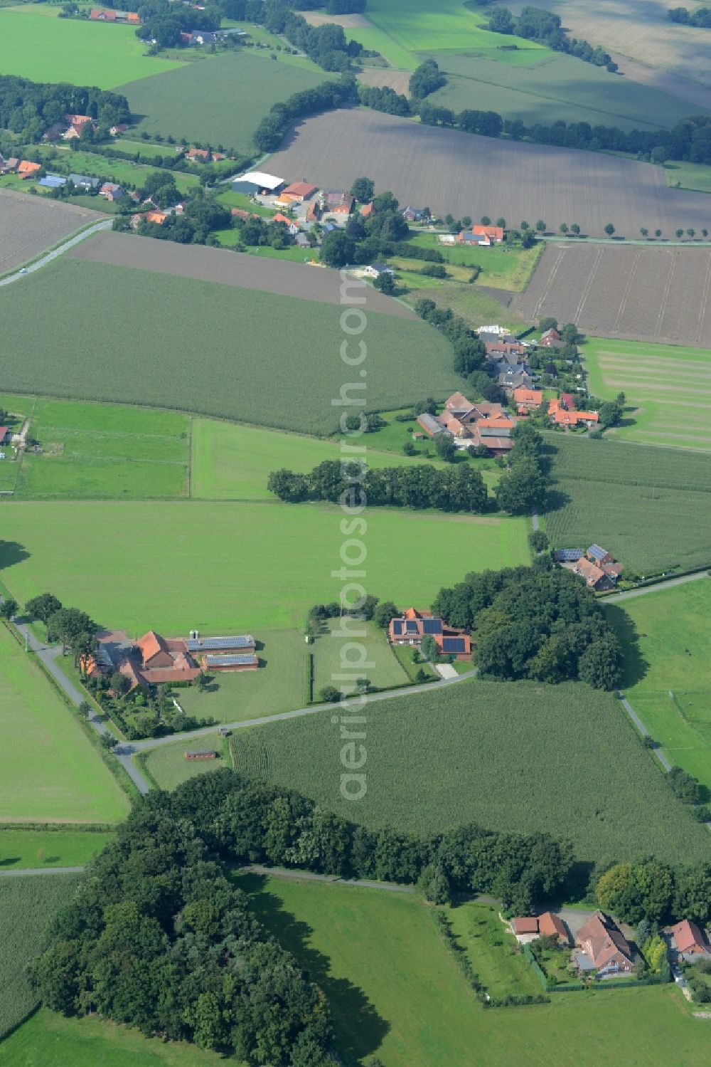 Alfhausen from the bird's eye view: Farm on the edge of cultivated fields in Alfhausen in the state Lower Saxony