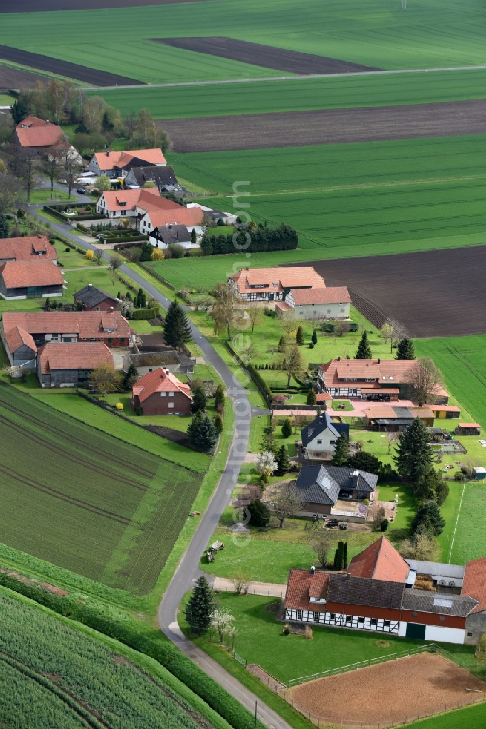 Barnstorf from above - Farm on the edge of cultivated fields in Barnstorf in the state Lower Saxony